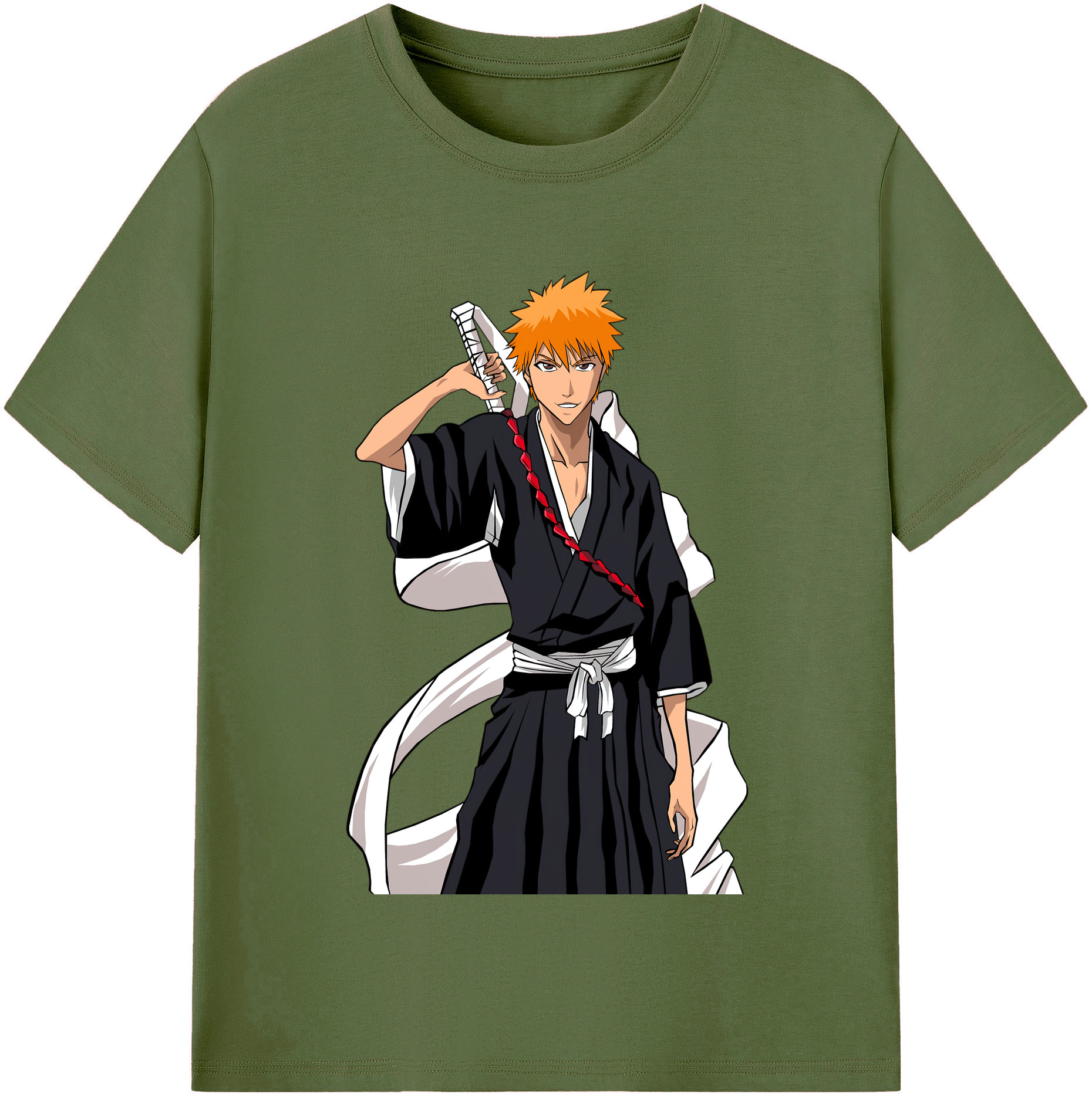 （画像用） ブリーチ 黒崎一護（くろさき いちご）BLEACH Kurosaki Ichigo 綿100％半袖Tシャツ（フロントプリント）